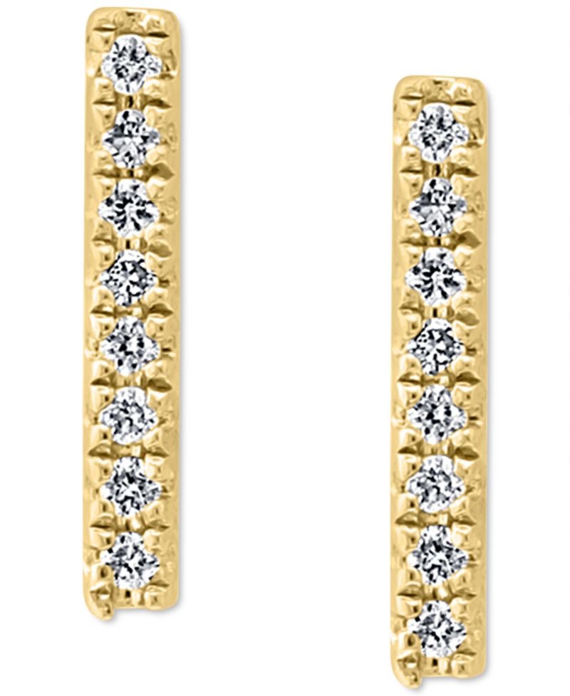 EFFY® Diamond Bar Stud Earrings (1/20 ct. t.w.) in Sterling Silver or 14k Gold-Plated Sterling Silver