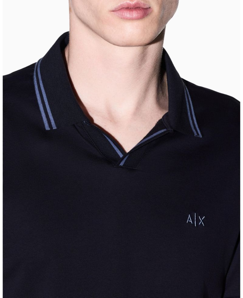 Men's Mercerized Tipping Johnny Collar Polo Shirt