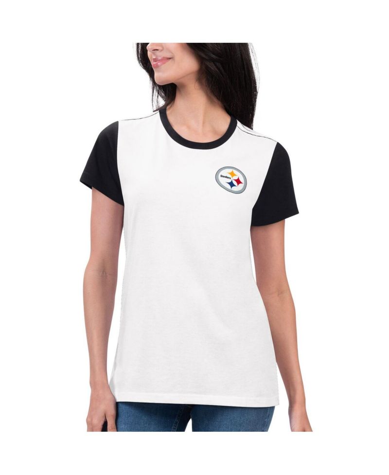 Women's White/Black Pittsburgh Steelers Fashion Illustration T-Shirt