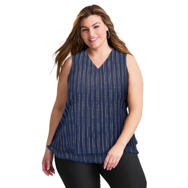 Women's Tops & Tees Plus Size Sleeveless Double Layer Swing Tank