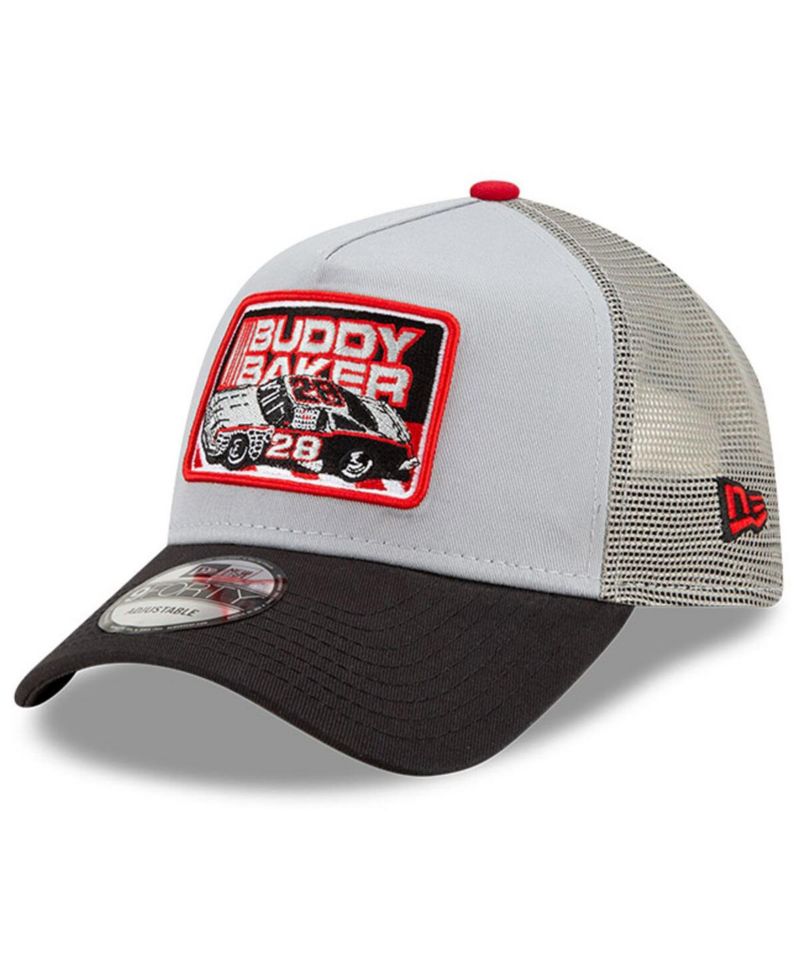 Men's Black, Gray Buddy Baker Legends 9Forty A-Frame Adjustable Trucker Hat