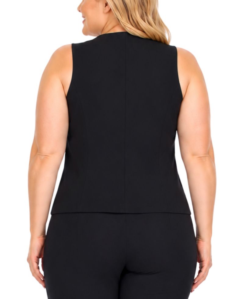 Plus Size Tailored Button Front Vest
