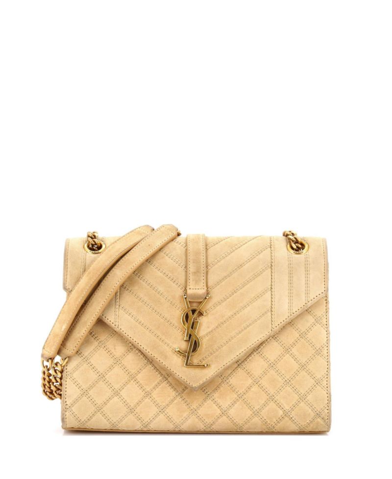 Small Classic Monogram Envelope Satchel Quilted Suede