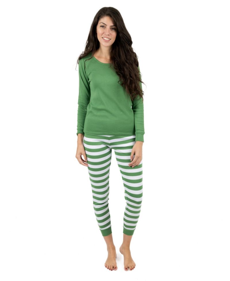 Однотонный Зелёный Top & Striped Pant