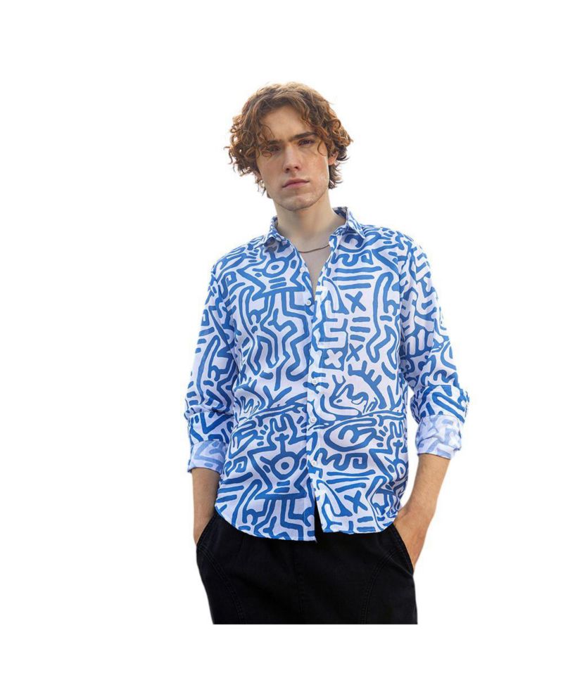 Men's Contrast Graffiti Shirt