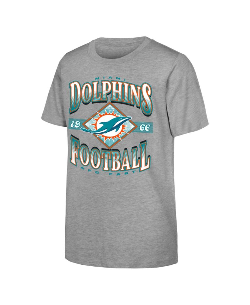 Big Boys and Girls Heather Gray Miami Dolphins NFL Of Days Past T-Shirt