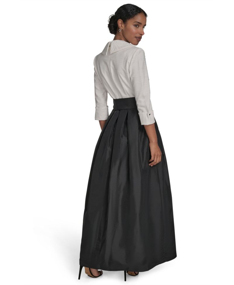 Women's Colorblocked V-Neck Ball Gown