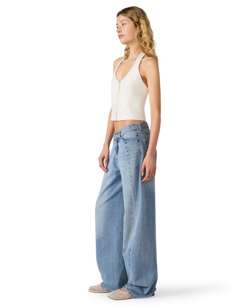 Women's Cropped Linen Blend Vest