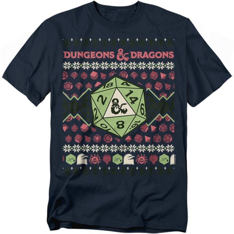 Men's Dungeons And Dragons 20 Sided Dice Ugly Christmas T-Shirt