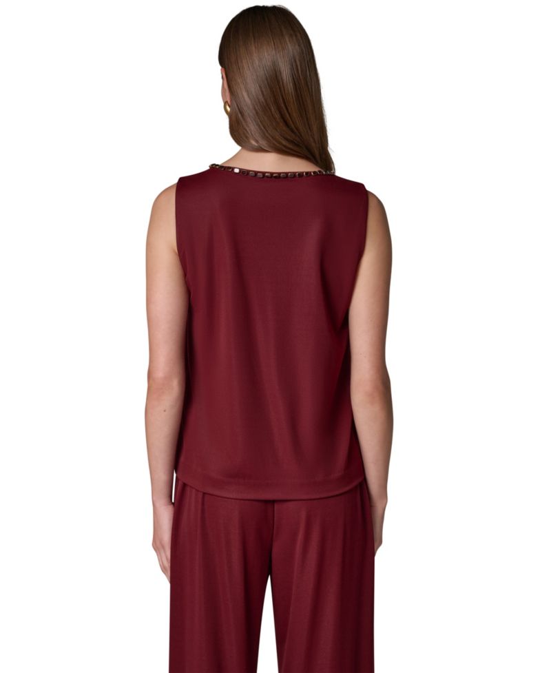 Women Beaded Boat-Neck Sleeveless Camisole