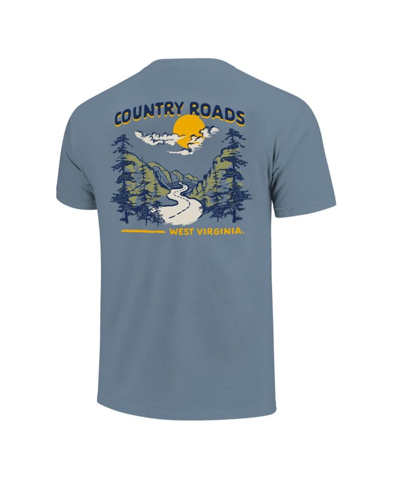 Men's and Women's Blue West Virginia Mountaineers Hyper Local Mountain Road T-Shirt
