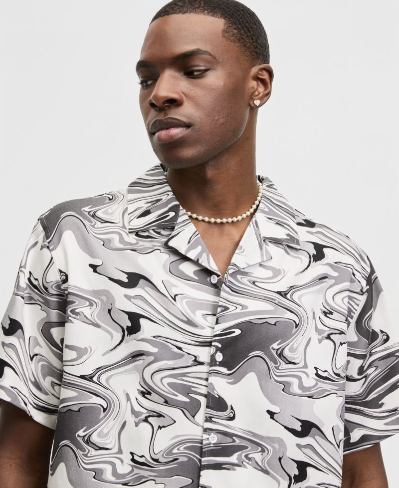Men's Relaxed-Fit Water Camo Short-Sleeve Shirt