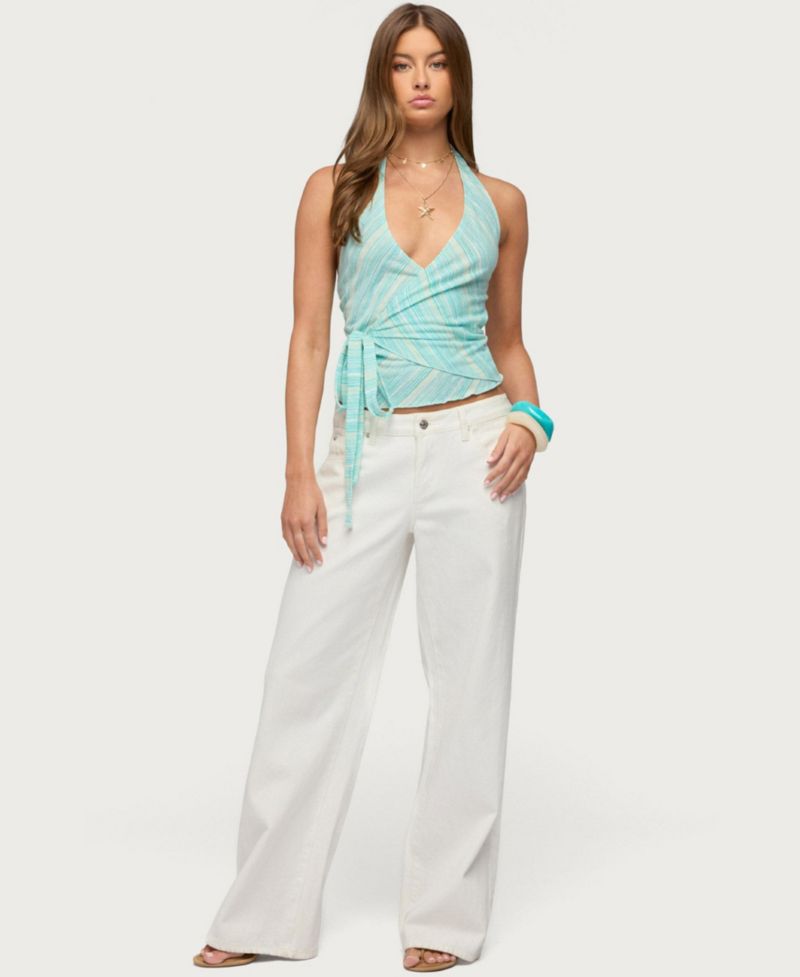 Women's Aquarelle Striped Wrap Halter Top