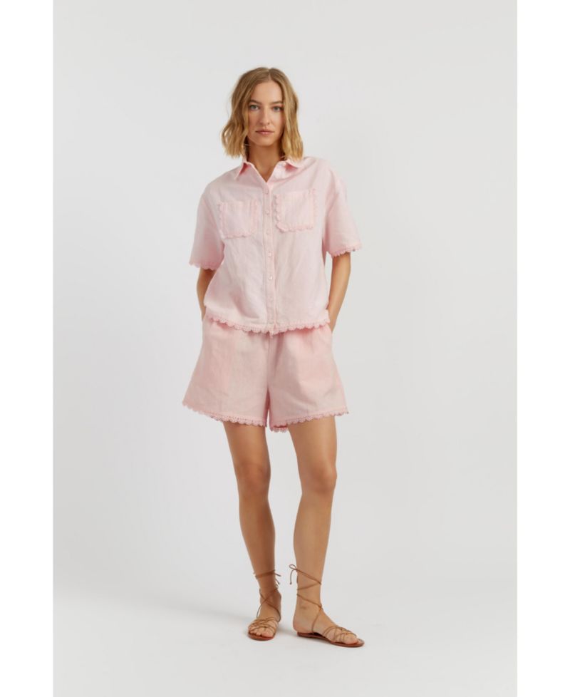 Women's Chinti and Parker Sienna Linen-Blend Scallop Edge Shorts