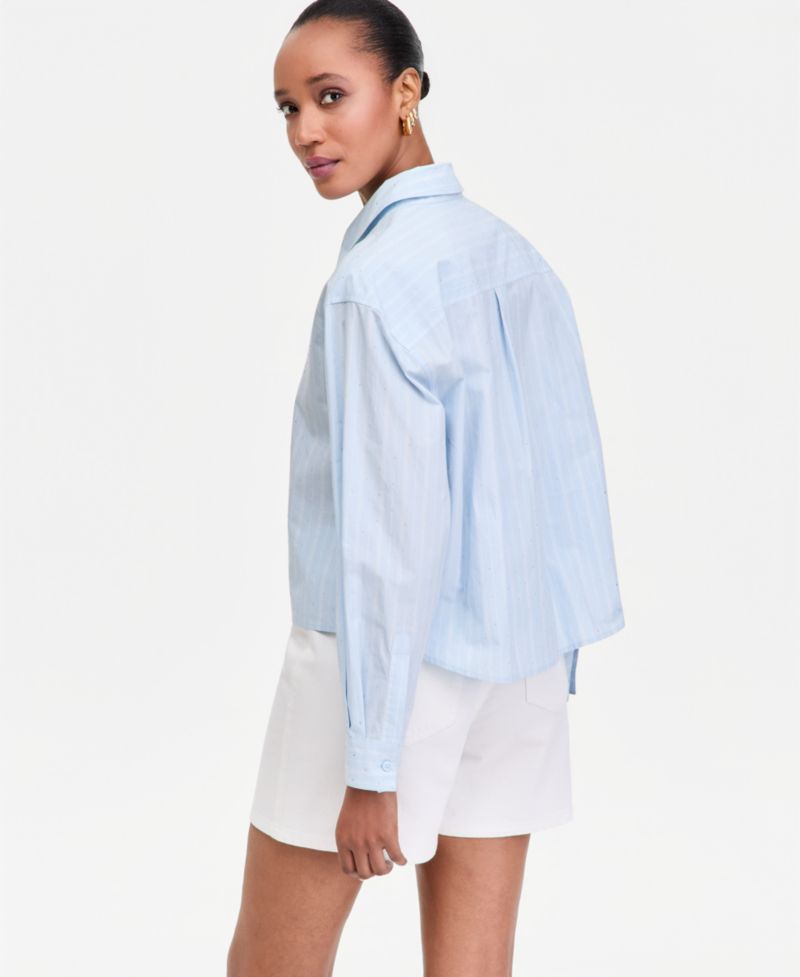 Women's Crystal Embellished Button Down Shirt
