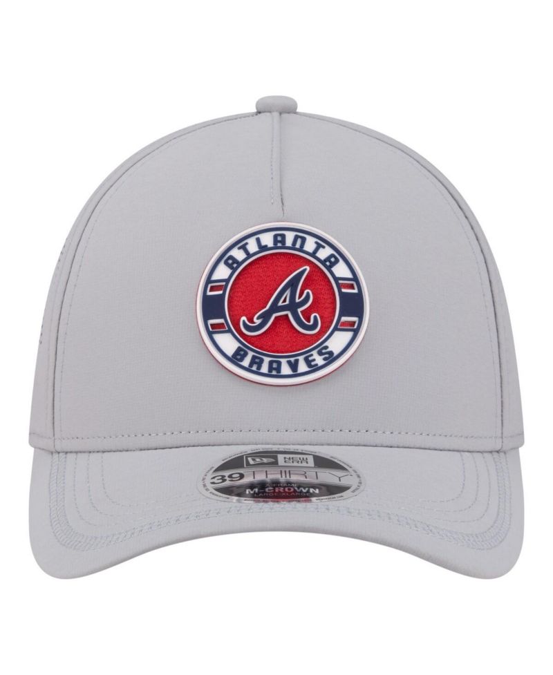 Men's Gray Atlanta Braves Patch 39THIRTY A-Frame M-Crown Perforated Flex Hat