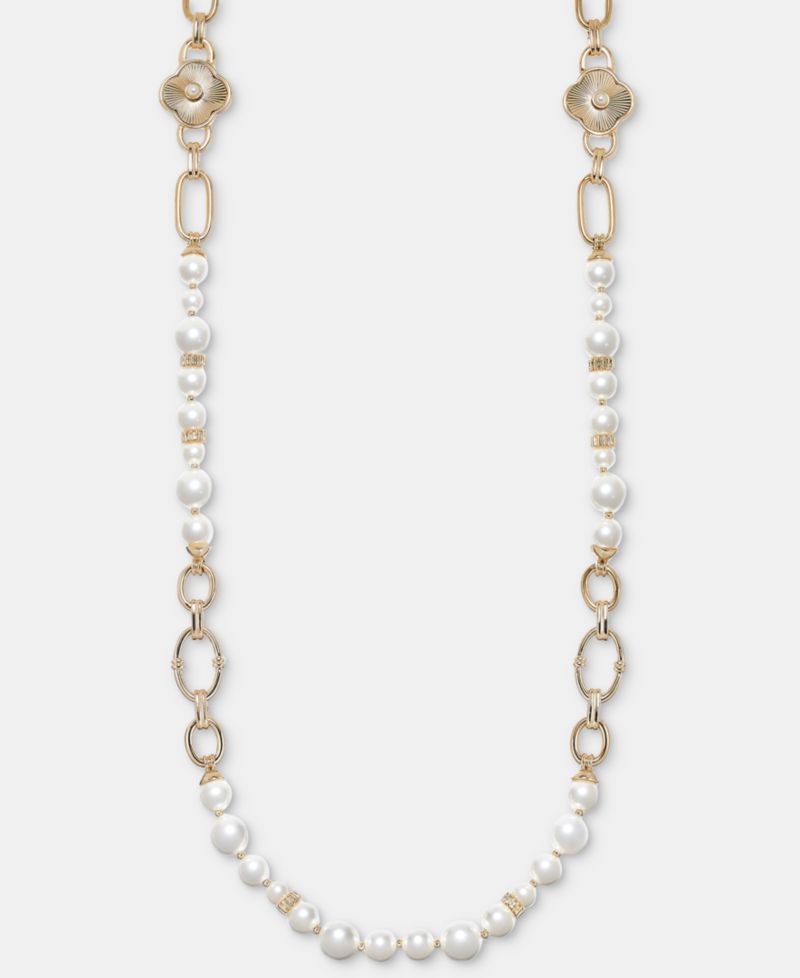 Crystal & Imitation Pearl Strand Necklace, 42"