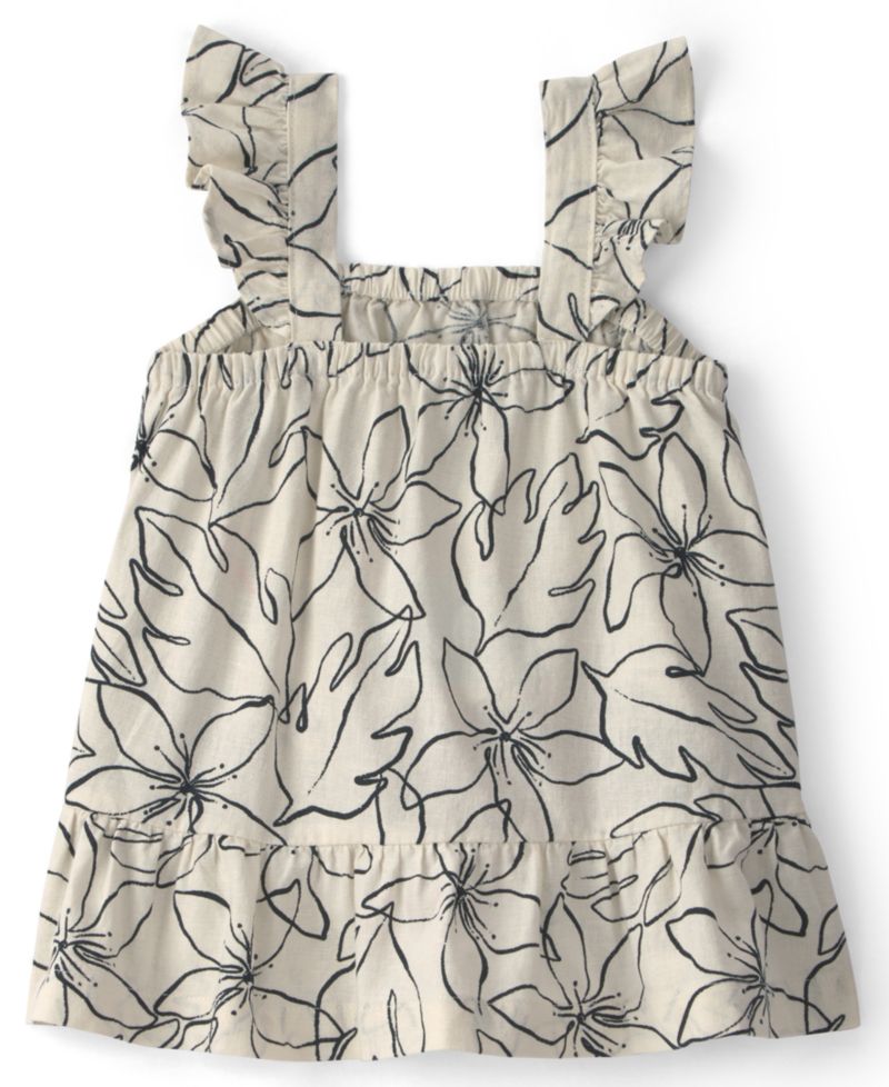 Baby Girls' Linen Blend Floral Dress