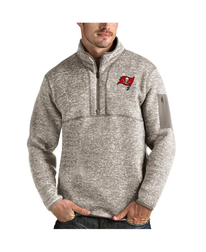 Men's Oatmeal Tampa Bay Buccaneers Fortune Quarter-Zip Pullover Jacket