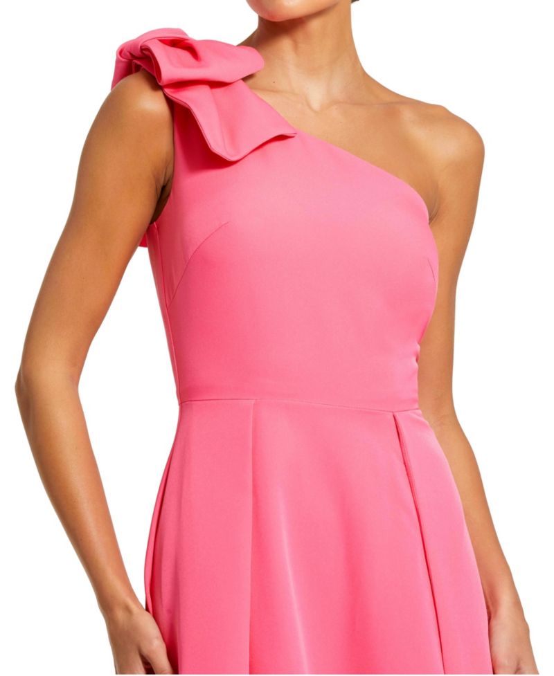 Women's One-Shoulder Bow A-Line Gown with Front Slit