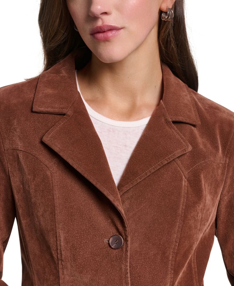Women's Fitted Faux Suede Blazer