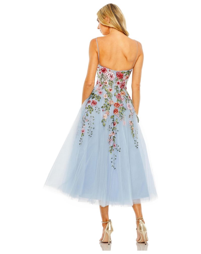 Women's Bustier Embroidered Floral A-Line Dress