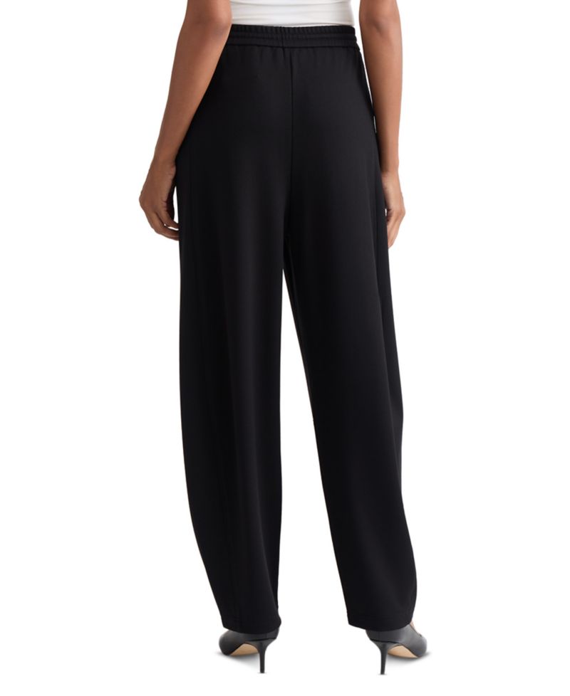 Petite Pull-On Barrel-Leg Mid-Rise Pants
