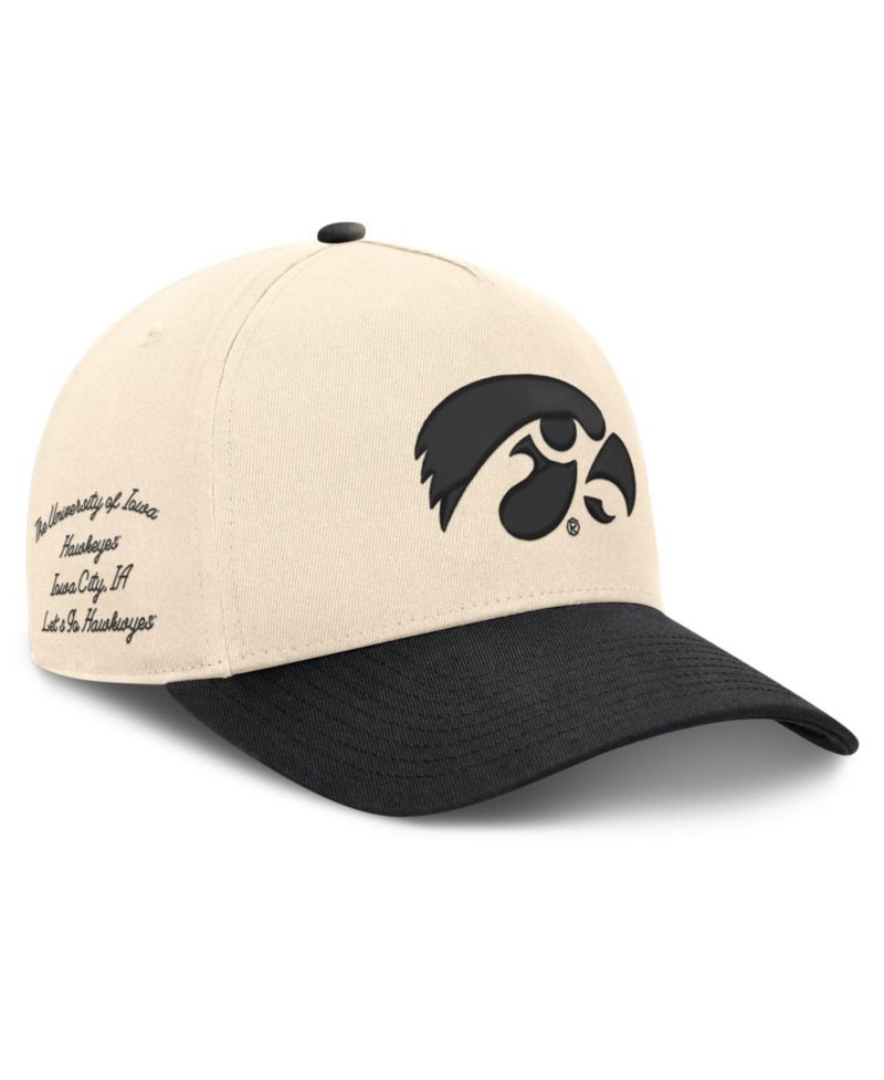 Men's and Women's Natural/Black Iowa Hawkeyes Campus Prep Rise Adjustable Hat