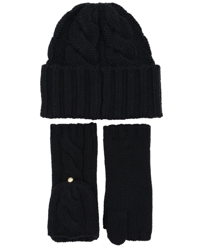 Cable Hat and Convertible Mitten Gift Set
