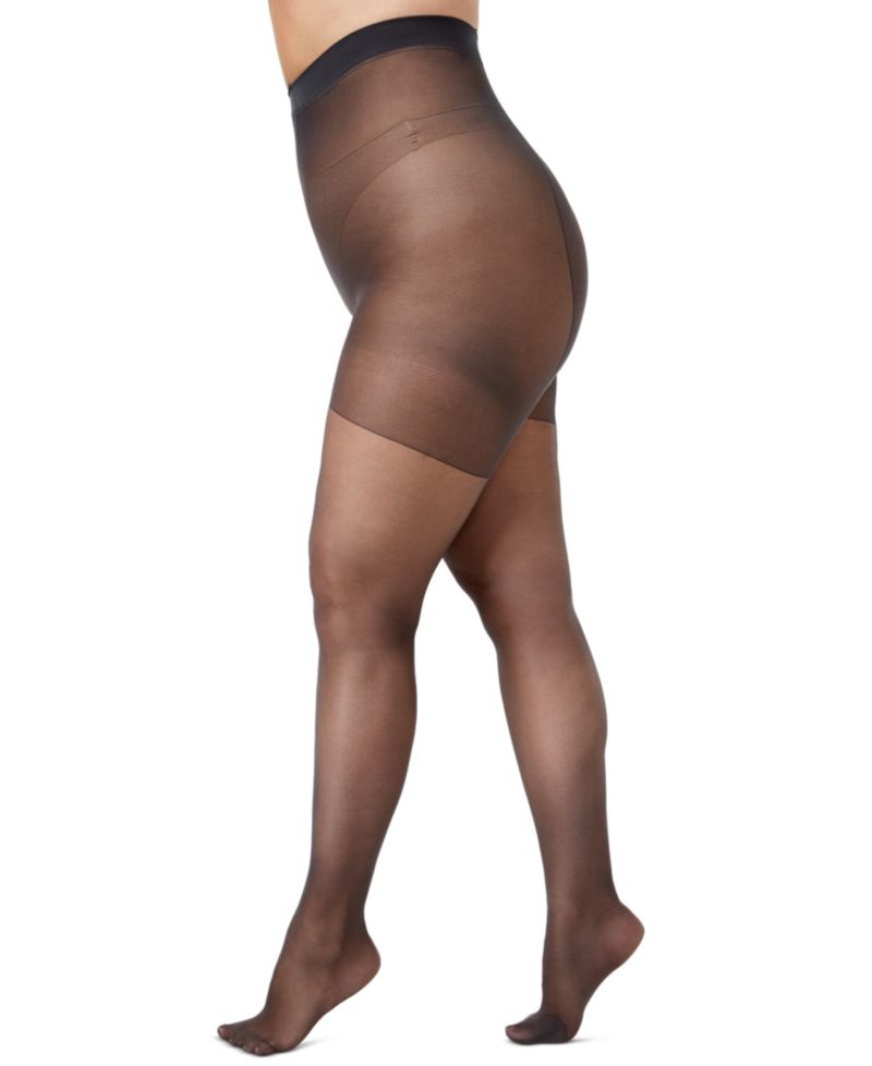 Women's Sheer Queen Plus Size Silky Extra Wear Control Top with Reinforced Toe Pantyhose 4489