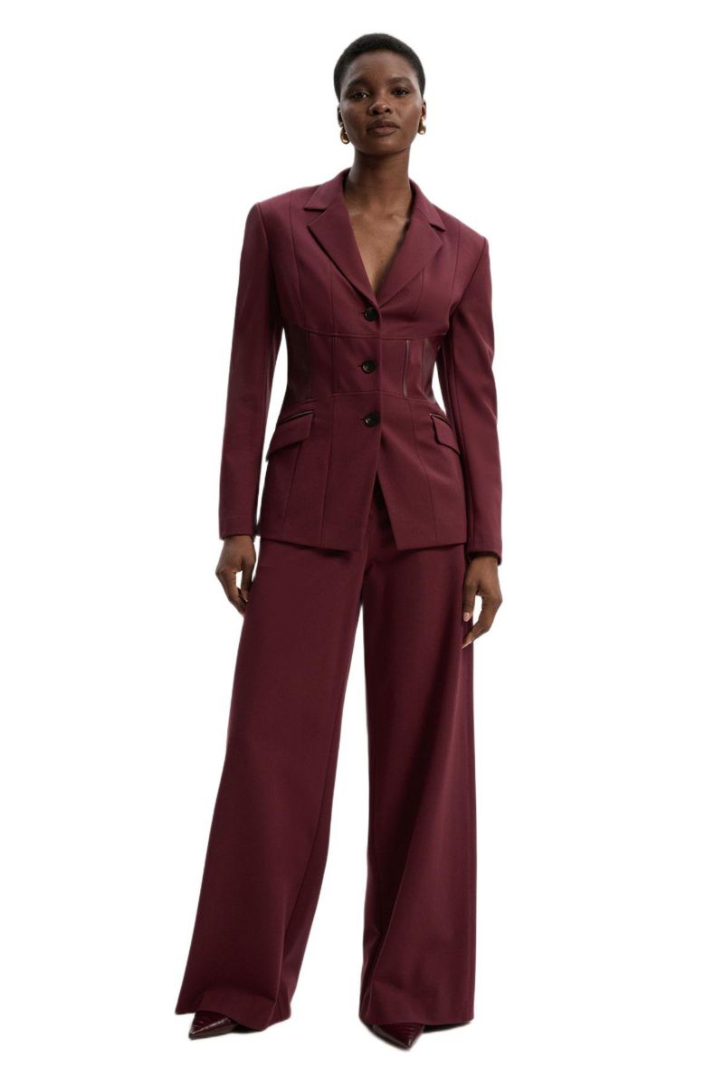 Women's Ponte PU Wide Leg Pants.