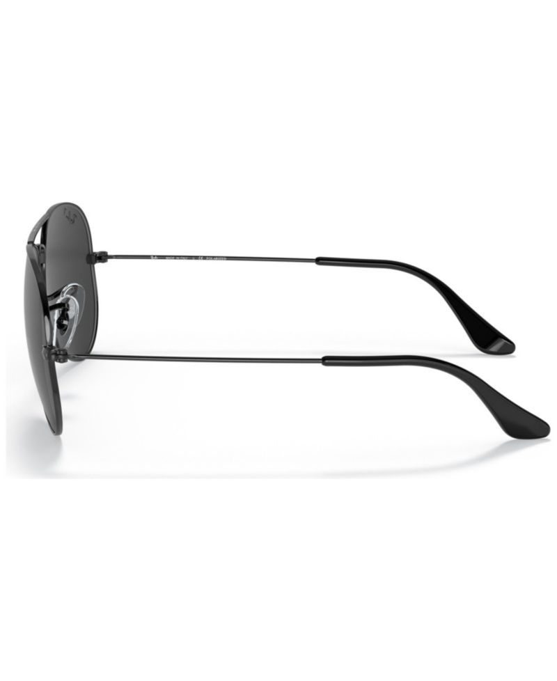 Unisex Aviator Total Black Polarized Sunglasses, RB3025