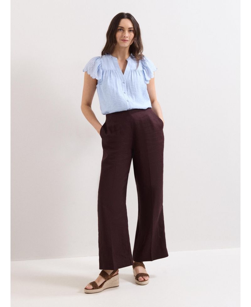 Women's Aleasha Scallop Sleeve V-Neck Blouse