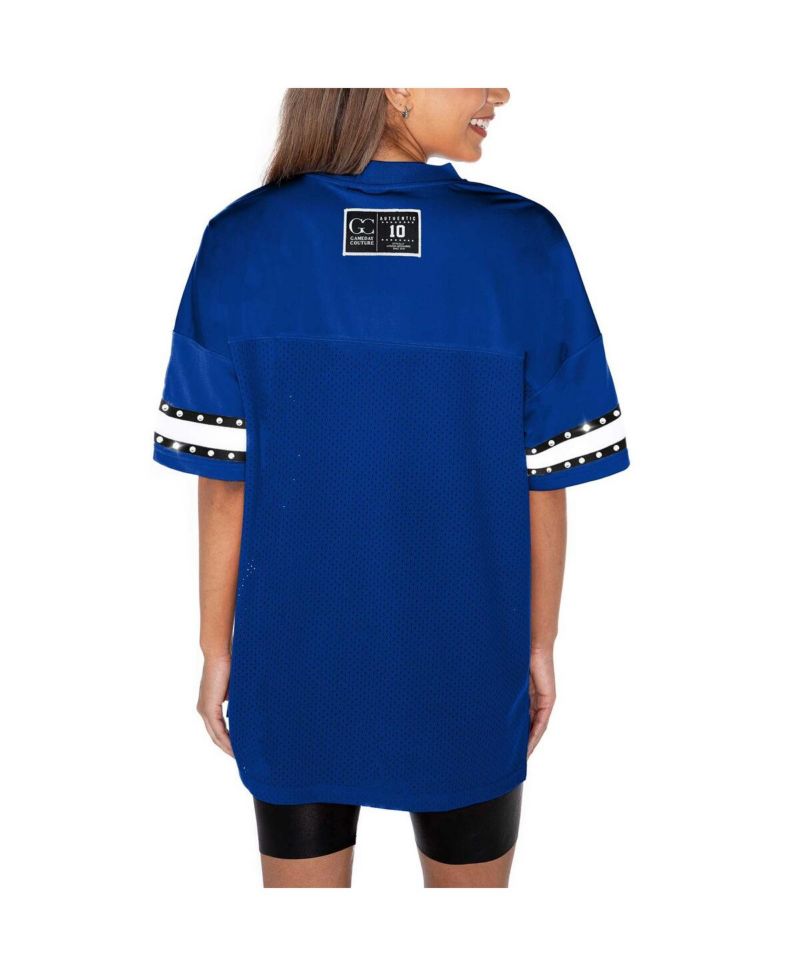 Women's Royal Kentucky Wildcats Until Kickoff Rhinestone Fashion T-Shirt