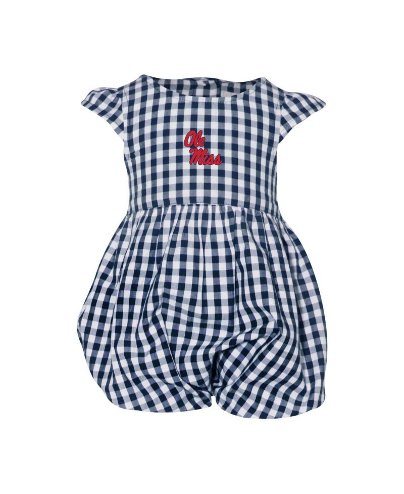 Baby Girls Navy Ole Miss Rebels Cara Gingham Ruffled Bodysuit