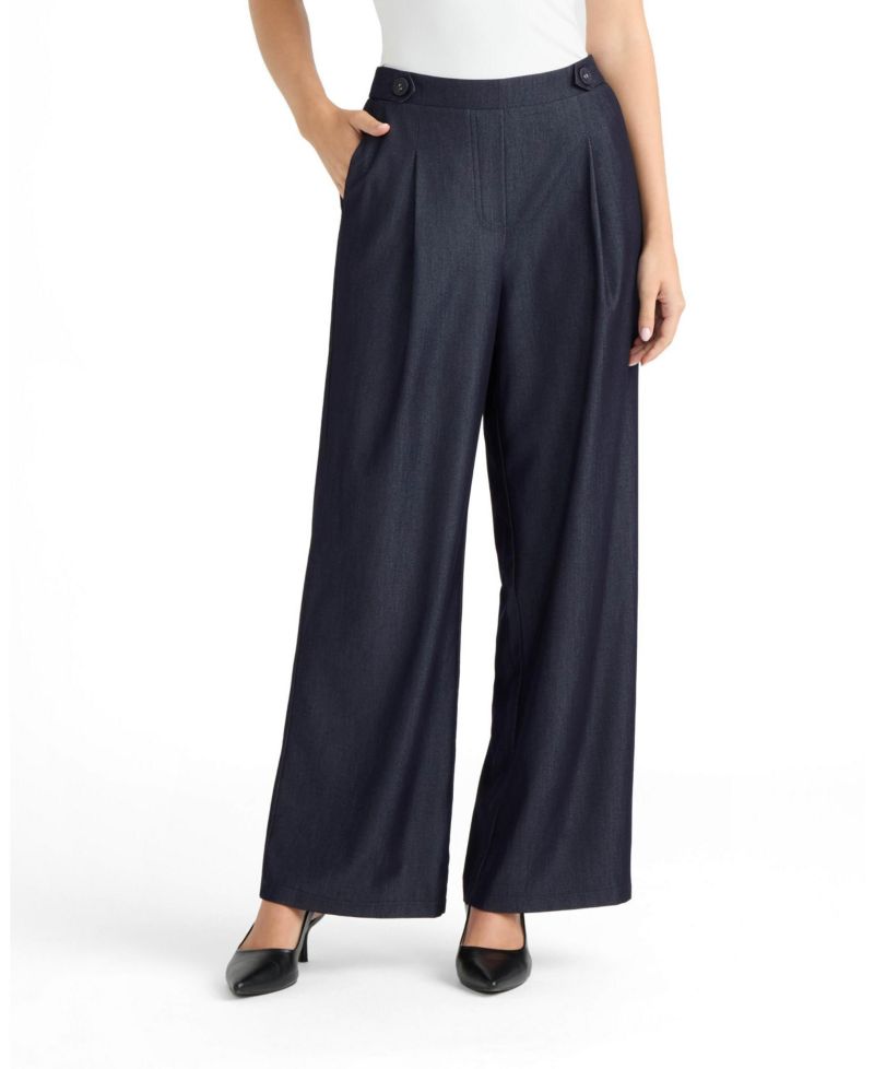 Women's Wide-Leg Front-Pleated Pants