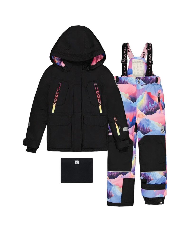 Little and Big Girl(6-16) Two Piece Teknik Snowsuit Print with Mountains