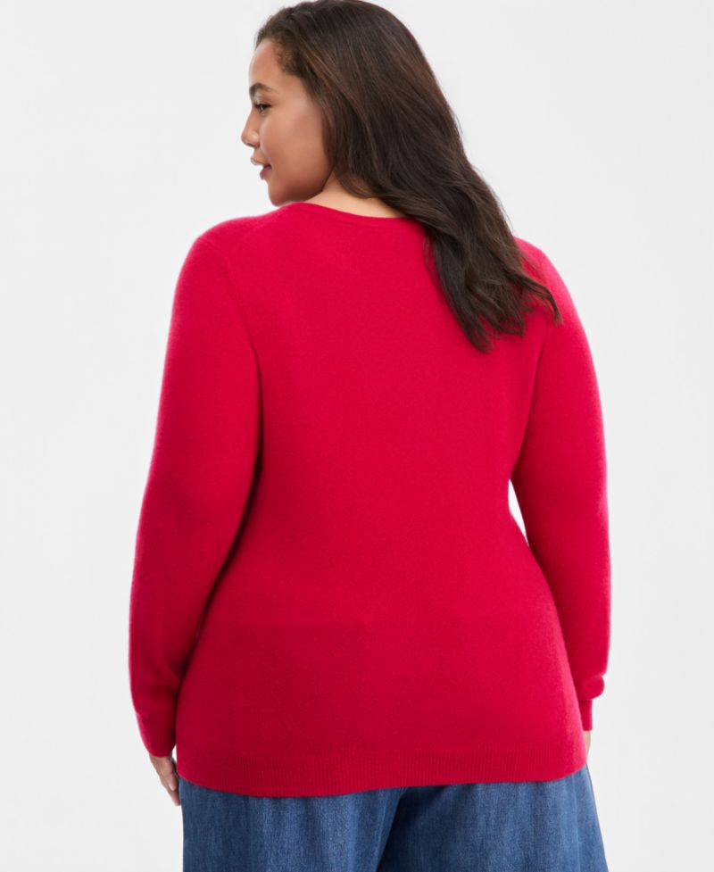 100% Cashmere Women's Petite Long-Sleeve Crewneck Sweater