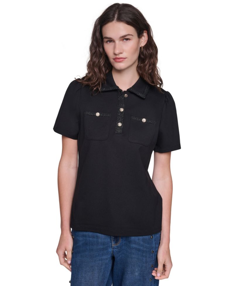 Women's Short-Sleeve Collared Knit Polo