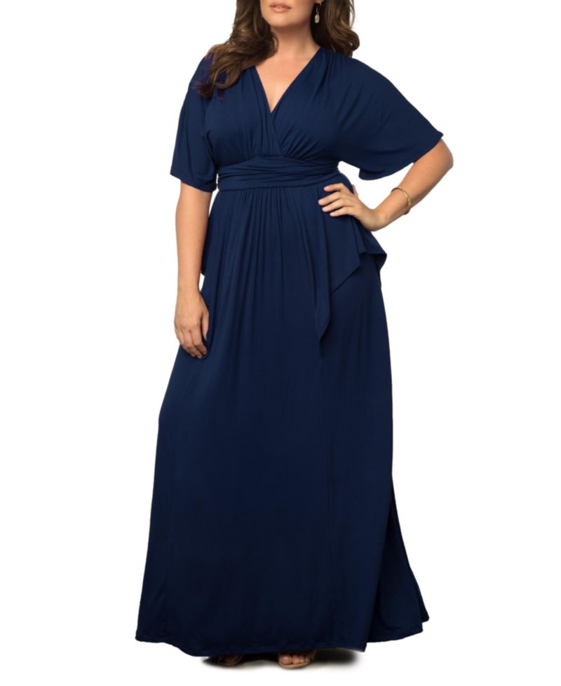 Women's Plus Size Indie Flair Maxi Dress with Kimono Sleeves