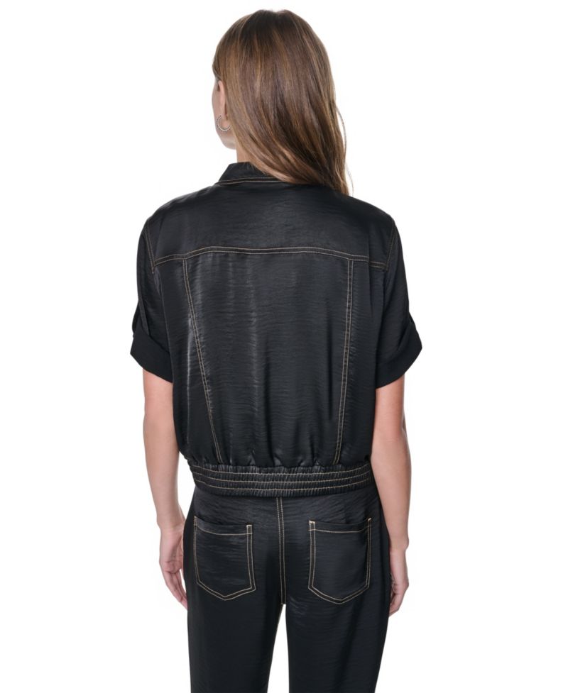 Women's Roll-Tab Contrast Stitch Glazed Jacket