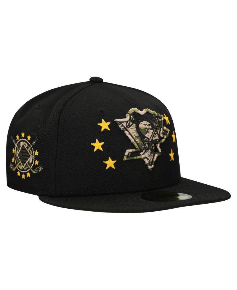 Men's Black Pittsburgh Penguins Military Appreciation Digital Camo Stars 59FIFTY Fitted Hat