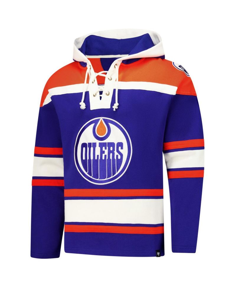 Men's Royal Edmonton Oilers Superior Lacer Pullover Hoodie