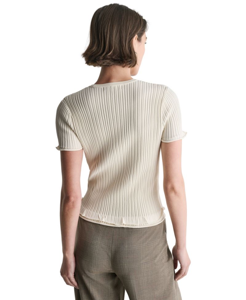 Women's Short-Sleeve Scoop Neck Ruffle Top