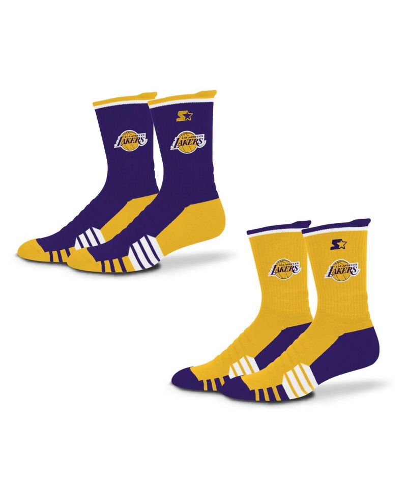 Men's and Women's 2-Pack Purple/Gold Los Angeles Lakers Breakaway Crew Socks