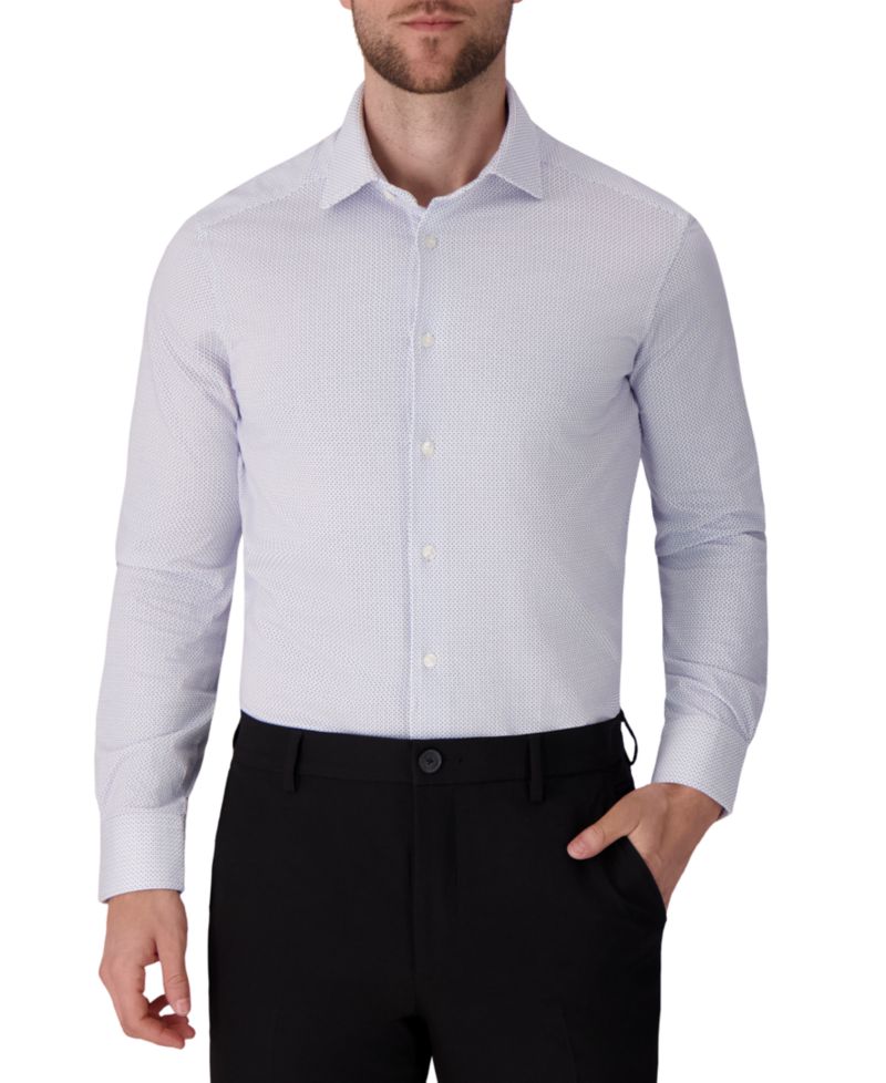 Men's Geometric Print Spread Collar Dress Shirt
