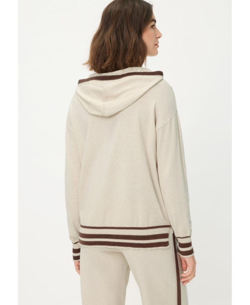 Women's Knit Hoodie Pullover with Stripes
