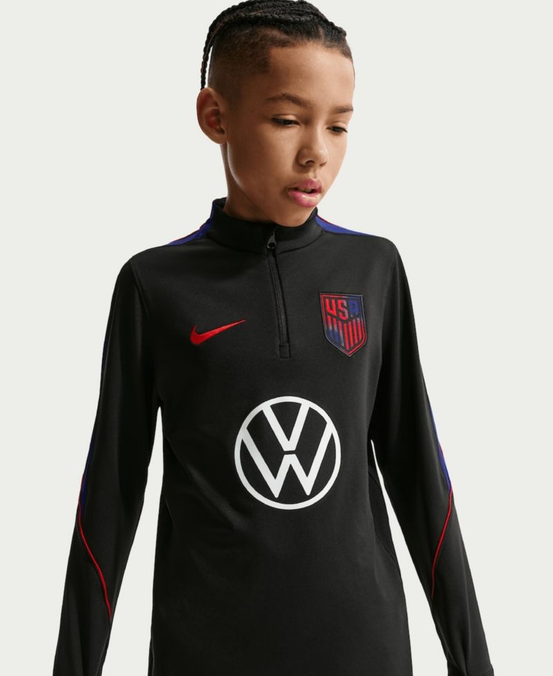 Big Boys and Girls Black USMNT 2026 Strike Dri-FIT Long Sleeve Quarter-Zip Drill Top