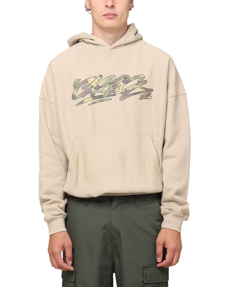 Men's Camo Script Hoodie Sweatshirt - Stone M