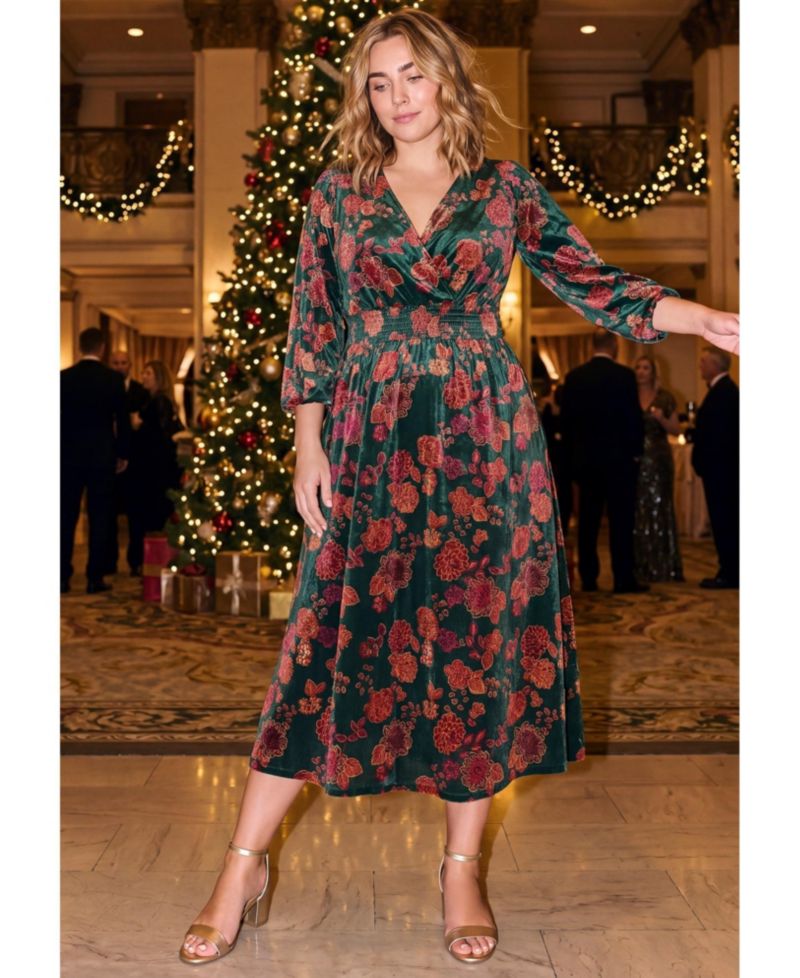 Plus Size Adia Velvet Maxi Surplice V-Neck Dress
